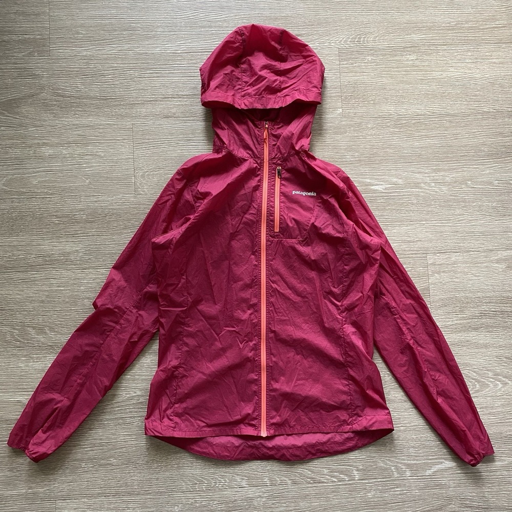 Patagonia Houdini Windbreaker Rain Jacket Women's M Red Ultralight Full Zip Hike